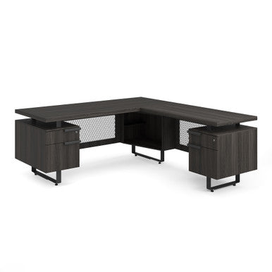 OfficeSource | Palisades | L Shape Double Pedestal Desk with Reversible Return - 72''W