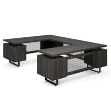 OfficeSource | Palisades | U Shape Double Pedestal Desk with Reversible Bridge