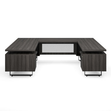 OfficeSource | Palisades | U Shape Double Pedestal Desk with Reversible Bridge