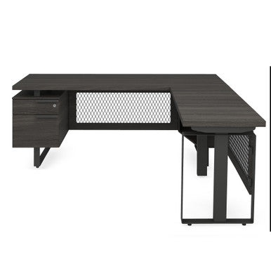 OfficeSource | Palisades | L Shape Electric Height Adjustable Desk with Single Pedestal