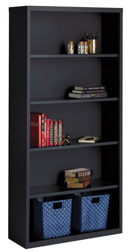 OfficeSource | Steel Bookcase | 5 Shelf Metal Bookcase, 72'' High