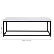 Lenox 24'' x 48'' Rectangular  Coffee Table with Black Metal Base