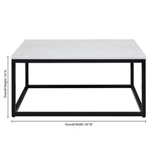 Lenox 36'' Square Coffee Table with Black Metal Base
