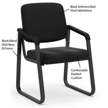 OfficeSource | Value Collection | Sled Base Guest Chair with Antimicrobial Vinyl Upholstery and Black Frame