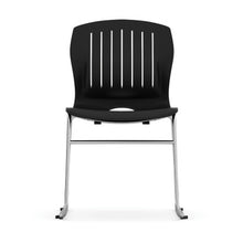 OfficeSource | Slash | Armless Sled Base Stack Chair with Chrome Frame