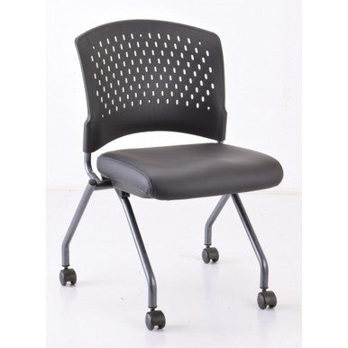 OfficeSource | Perch | Armless Nesting Chair with Casters, Titanium Frame