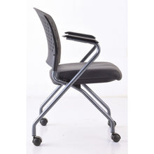 OfficeSource | Perch | Nesting Chair with Arms and Casters, Titanium Frame