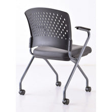 OfficeSource | Perch | Nesting Chair with Arms and Casters, Titanium Frame