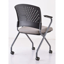 OfficeSource | Perch | Nesting Chair with Arms and Casters, Titanium Frame