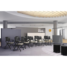 OfficeSource | Julep | Nesting Chair with Arms and Casters, Black Frame