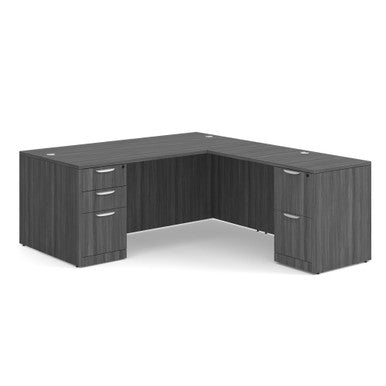 OfficeSource | OS Laminate | Double Full Pedestal ''L'' Desk - 71'' x 36''
