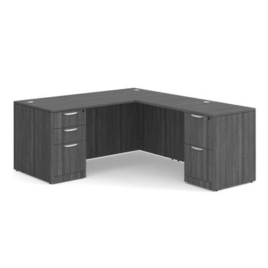 OfficeSource OS Laminate Collection Double Full Pedestal ''L'' Desk - 66'' x 30''