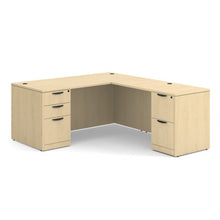 OfficeSource OS Laminate Collection Double Full Pedestal ''L'' Desk - 66'' x 30''