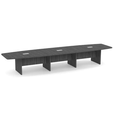 OfficeSource OS Laminate Conference Tables - Expandable Boat Shaped Conference Table with Slab Base  - 16'