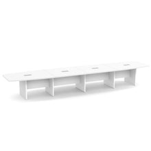 OfficeSource | OS Laminate Conference Tables | Expandable Boat Shaped Conference Table with Slab Base - 18'