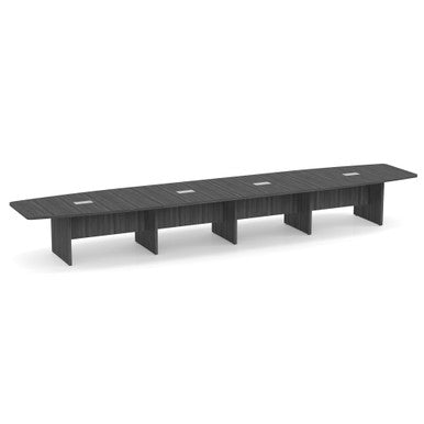 OfficeSource | OS Laminate Conference Tables | Expandable Boat Shaped Conference Table with Slab Base - 20'
