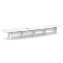 OfficeSource | OS Laminate Conference Tables | Expandable Boat Shaped Conference Table with Slab Base - 20'