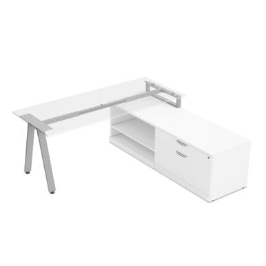 OfficeSource | Variant | 24''D L-Shaped Desk w/Desk Riser - Oblique Style
