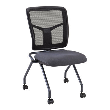 OfficeSource | CoolMesh | Armless Nesting Chair with Titanium Gray Frame - Fabric
