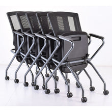 OfficeSource | CoolMesh Pro | Mesh Back Nesting Chair with Upholstered Seat and Titanium Frame