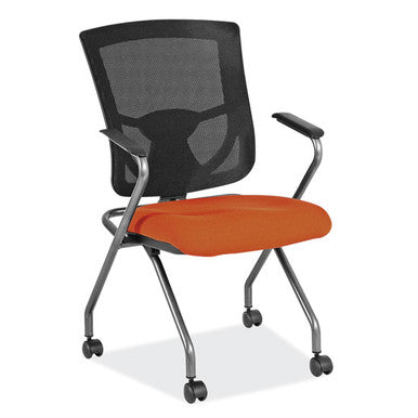 OfficeSource | CoolMesh Pro | Mesh Back Nesting Chair with Upholstered Seat and Titanium Frame