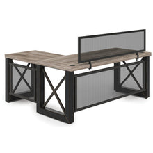 OfficeSource | Riveted | 59''W Industrial Desk with Metal X Base