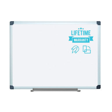 OfficeSource ViZual Collection Magnetic Porcelain Dry-Erase Board with Aluminum Frame - 36'' x 48''