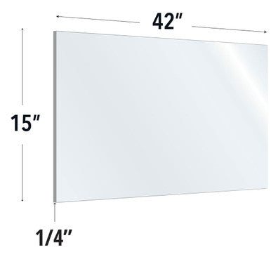 OfficeSource SafeGuard Barrier Collection Clear Acrylic Screen with Rounded Edges - 42''W x 15''H