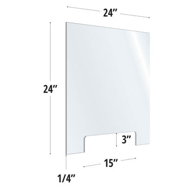 OfficeSource SafeGuard Barrier Collection Clear Acrylic Screen with Transaction Cutout - 24''W x 24''H