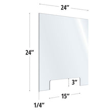 OfficeSource SafeGuard Barrier Collection Clear Acrylic Screen with Transaction Cutout - 24''W x 24''H