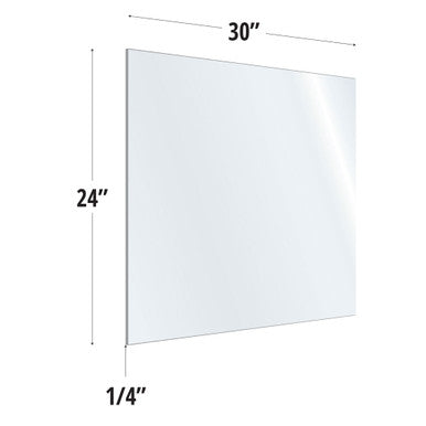 OfficeSource SafeGuard Barrier Collection Clear Acrylic Screen with Square Edges - 30''W x 24''H