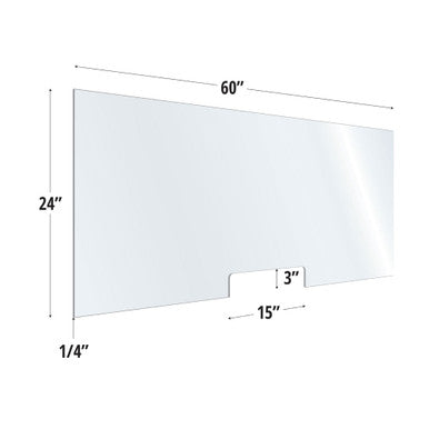 OfficeSource SafeGuard Barrier Collection Clear Acrylic Screen with Transaction Cutout - 60''W x 24''H