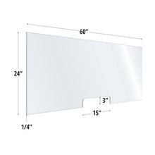 OfficeSource SafeGuard Barrier Collection Clear Acrylic Screen with Transaction Cutout - 60''W x 24''H