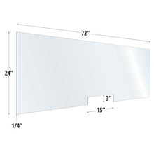 OfficeSource SafeGuard Barrier Collection Clear Acrylic Screen with Transaction Cutout - 72''W x 24''H