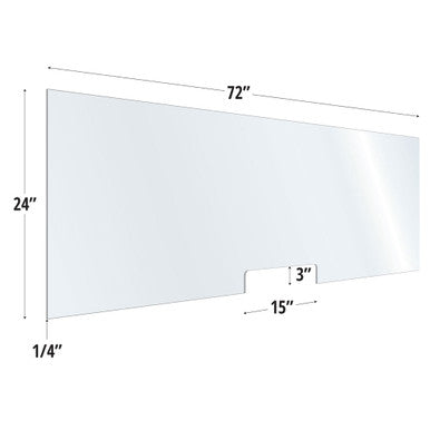 OfficeSource SafeGuard Barrier Collection Clear Acrylic Screen with Transaction Cutout - 72''W x 24''H