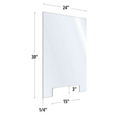 OfficeSource SafeGuard Barrier Collection Clear Acrylic Screen with Transaction Cutout - 24''W x 30''H
