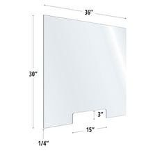 OfficeSource SafeGuard Barrier Collection Clear Acrylic Screen with Transaction Cutout - 36''W x 30''H