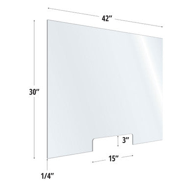 OfficeSource SafeGuard Barrier Collection Clear Acrylic Screen with Transaction Cutout - 42''W x 30''H