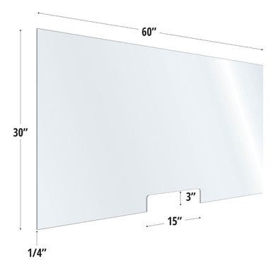 OfficeSource |SafeGuard Barrier Collection | Clear Acrylic Screen with Transaction Cutout - 60''W x 30''H