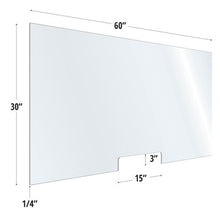 OfficeSource |SafeGuard Barrier Collection | Clear Acrylic Screen with Transaction Cutout - 60''W x 30''H