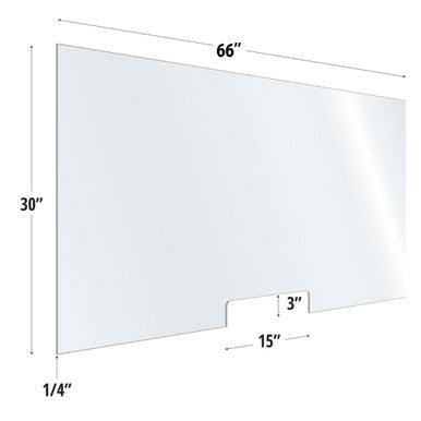 OfficeSource SafeGuard Barrier Collection Clear Acrylic Screen with Transaction Cutout - 66''W x 30''H