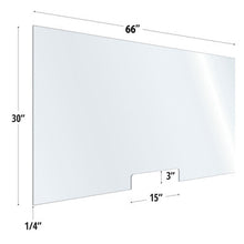 OfficeSource SafeGuard Barrier Collection Clear Acrylic Screen with Transaction Cutout - 66''W x 30''H