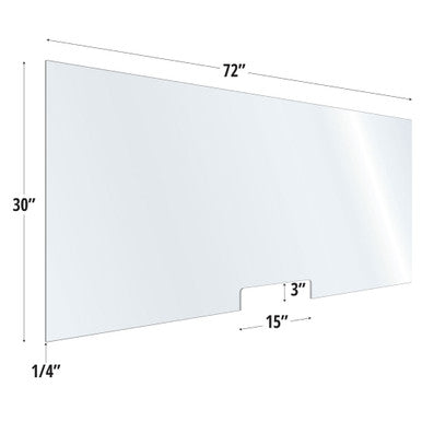 OfficeSource SafeGuard Barrier Collection Clear Acrylic Screen with Transaction Cutout - 72''W x 30''H