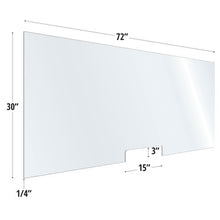 OfficeSource SafeGuard Barrier Collection Clear Acrylic Screen with Transaction Cutout - 72''W x 30''H