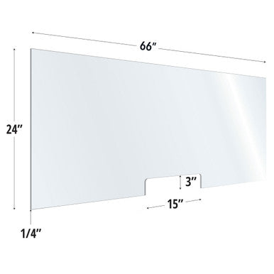 OfficeSource SafeGuard Barrier Collection Clear Acrylic Screen with Transaction Cutout - 66''W x 24''H