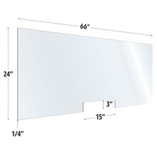 OfficeSource SafeGuard Barrier Collection Clear Acrylic Screen with Transaction Cutout - 66''W x 24''H