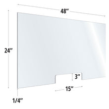 OfficeSource SafeGuard Barrier Collection Clear Acrylic Screen with Transaction Cutout - 48''W x 24''H