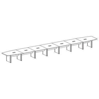 OfficeSource | OS Laminate Conference Tables | Expandable Boat Shaped Conference Table with Elliptical Base - 30'