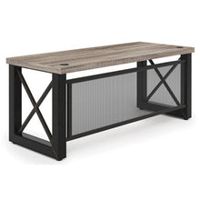 OfficeSource | Riveted | 71''W Industrial Desk with Metal X Base