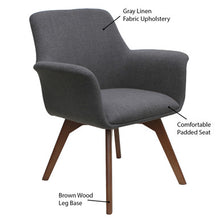 OfficeSource Bolster Collection Mid Back Guest Chair with Wood Leg Base